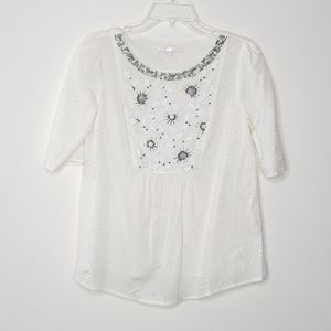 Rebecca Taylor Embellished and Beaded Top Size 6